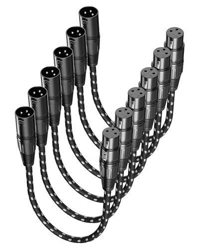 VANDESAIL Short XLR Cables, Mic Cord 1ft 6 Pack, Balanced Microphone Cable