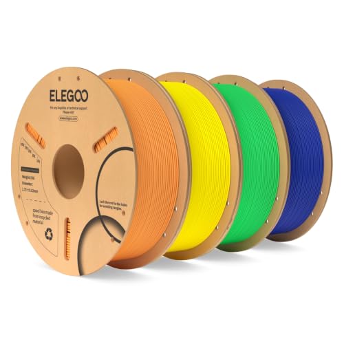 ELEGOO PLA 3D Printer Filament 4KG Orange/Yellow/Neon Green/Dark Blue