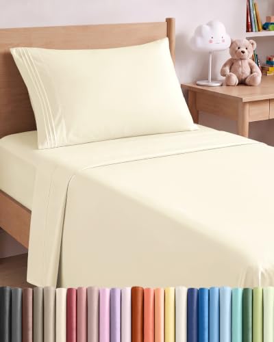 Twin XL Size 3 Piece Sheet Set - Breathable & Cooling Sheets - Off White