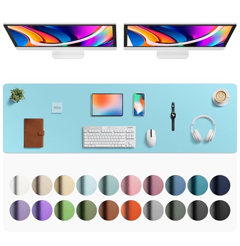 Aothia Faux Leather Desk Mat - Large Mouse Pad, Non-Slip PU Leather Blotter, Waterproof Writing Surface for Office and Home (