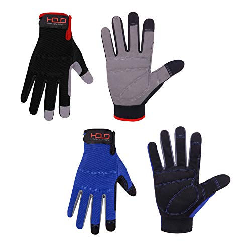 HANDLANDY Work Gloves for Men & Women, Utility Mechanic Working Gloves Touch Screen, Flexible Breathable Gardening Gloves for