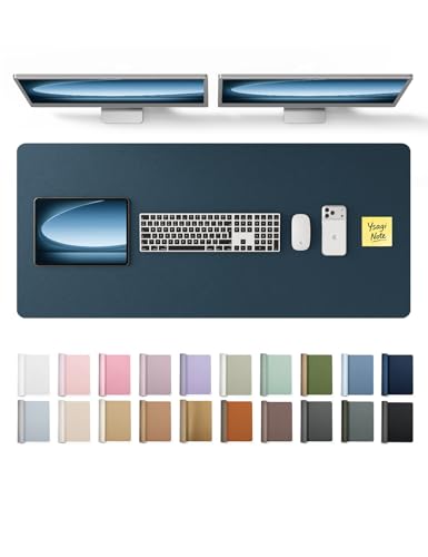 YSAGi Leather Desk Pad Protector, Office Desk Mat, Large Mouse Pad, Non-Slip PU Leather Desk Blotter, Laptop Desk Pad, Waterp