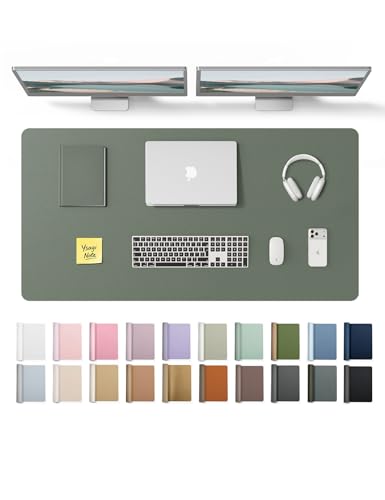 YSAGi Leather Desk Protector, Office Mat, Large Mouse Mat, Non-Slip PU Leather Blotter, Laptop Desk Pad, Waterproof Writing P