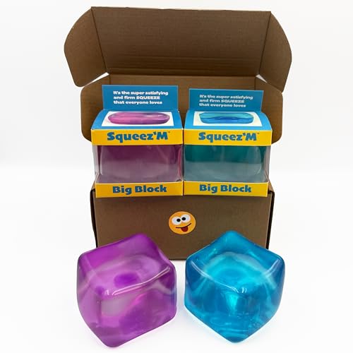 Squeez'M BigBlok Stress Cube 2 Pack (Formerly Big Block), Squishy Toy
