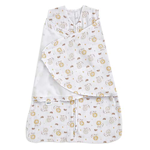 HALO 100% Cotton Sleepsack Swaddle, 3-Way Adjustable Wearable Blanket, TOG 1.5, Lions, Small, 3-6 Months