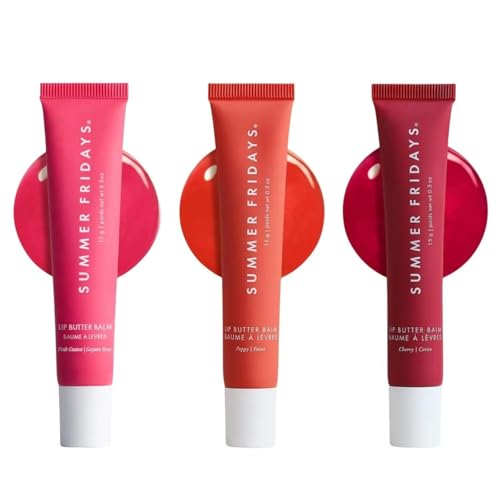 Summer Fridays Lip Butter Balm Summer Fruit Trio - Tinted Hydrating Lip Balm for Instant Moisture + Glassy Shine - Vegan Skin