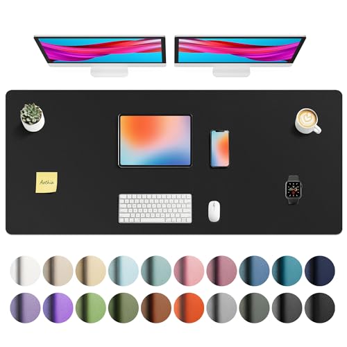 Aothia Faux Leather Desk Mat - Non-Slip PU Leather Desk Blotter, Waterproof Writing Surface, Large Desk Pad for Office & Home