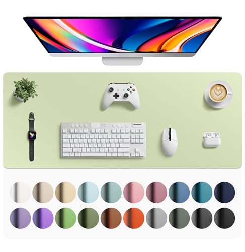 Aothia Faux Leather Desk Mat - Large Mouse Pad, Non-Slip PU Leather Blotter, Waterproof Writing Surface for Office and Home (