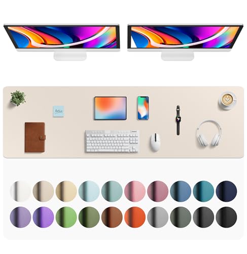 Aothia Faux Leather Desk Mat - Large Mouse Pad, Non-Slip PU Leather Blotter, Waterproof Writing Surface for Office and Home (