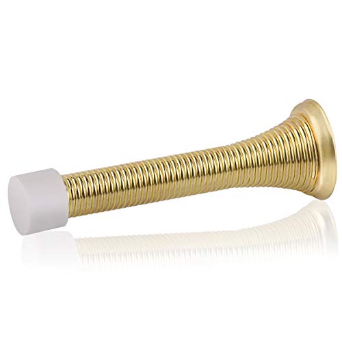 HOMOTEK 30 Pack Spring Door Stopper with Rubber Bumper 3-1/8" Flexible Spring Heavy Duty Wall Door Stop Low Mounted Door Bump