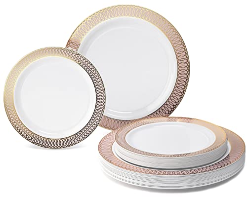 " OCCASIONS " 50 Plates Pack (25 Guests)-Wedding Party Disposable Plastic Plate Set -25 x 10'' Dinner + 25 x 7.5'' Salad/Dess