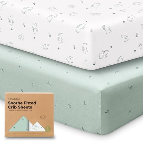 KeaBabies 2pk Organic Cotton Crib Sheets for Boys Girls 52x28, Bunnies