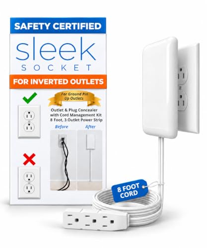 Sleek Socket Original & Patented Ultra-Thin Outlet Concealer with Cord Concealer Kit, Flat Extension Cord with Multi Outlets 