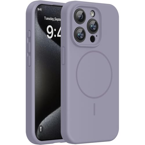 Miracase Silicone & Magnetic for iPhone 15 Pro Case, Lavender Gray