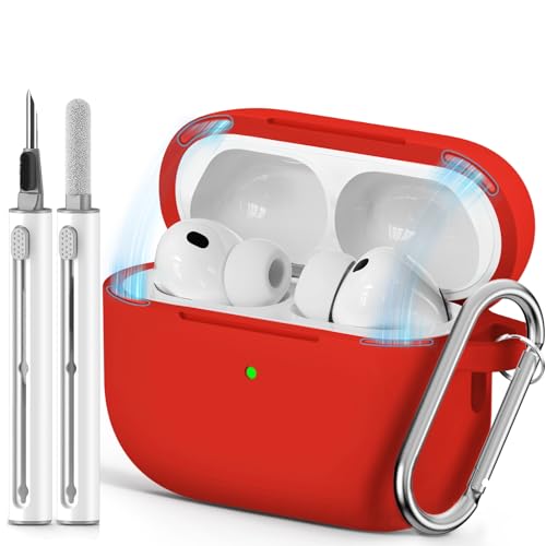 Ljusmicker for AirPods Pro 3 Case 2025 with Magnetic Lock,Red