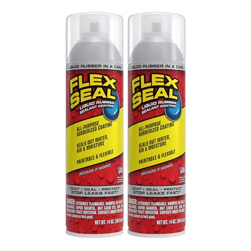 Flex Seal Spray Rubber Sealant Coating, Waterproof, Clear, 14 oz, 2-Pack