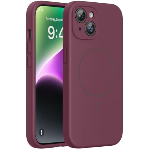 Miracase Silicone for iPhone 14 Case, Wine Red