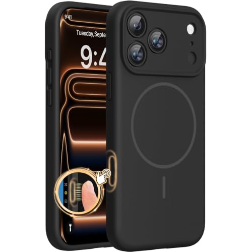 Miracase Magnetic for iPhone 17 Pro Case, Silicone, Dark Black