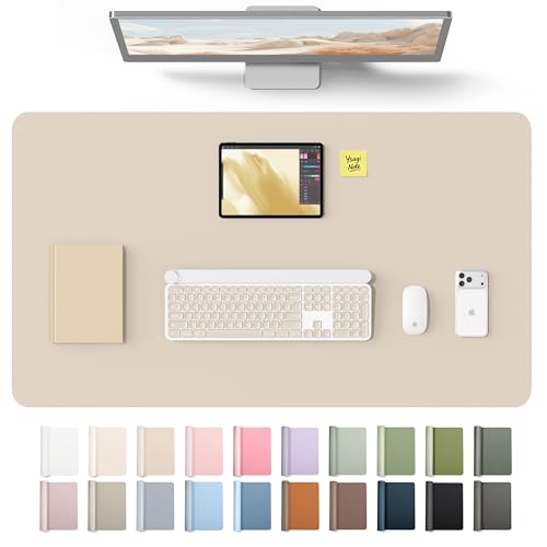 YSAGi Leather Desk Protector, Office Mat, Large Mouse Mat, Non-Slip PU Leather Blotter, Laptop Desk Mat, Waterproof Writing P