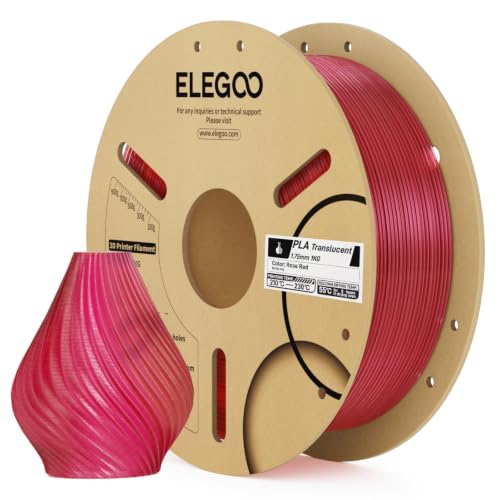 ELEGOO PLA 3D Printer Filament 1.75mm Translucent Rose Red 1KG