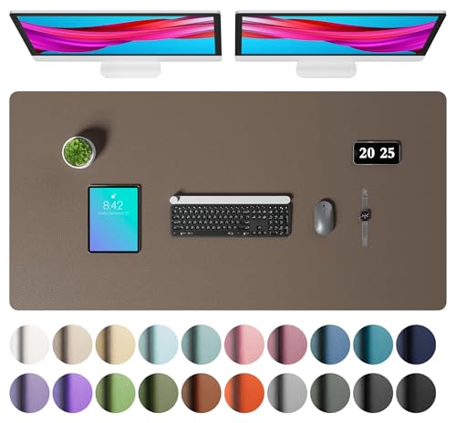 Aothia Faux Leather Desk Mat – Large Mouse Pad, Non-Slip PU Leather Blotter, Waterproof Writing Surface for Office and Home (