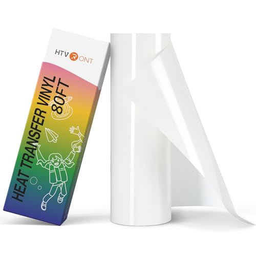 HTVRONT Heat Transfer Vinyl Roll - 12' x 80ft White HTV Vinyl for T Shirts