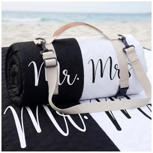 Waterproof Beach Blanket Picnic Outdoor Mat Bridal Shower Gifts Registry Bride Groom Name Newly Wed Must Haves Engagement Par