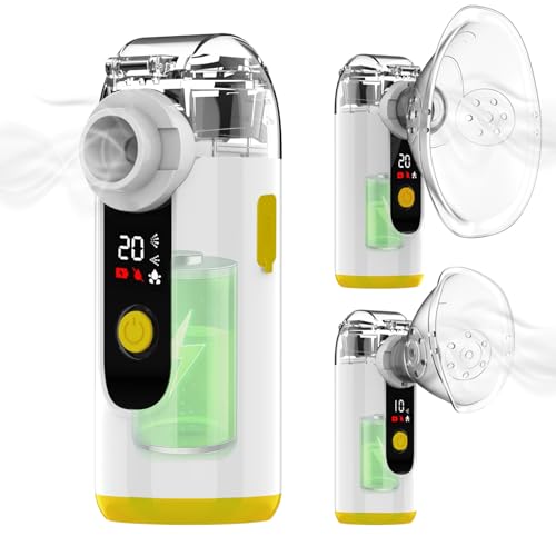 Hand-held Nebulizer for Respiratory System, Portable Nebulizer with Self-Clean Mode, Rechargeable Nebulizer for Home Office T