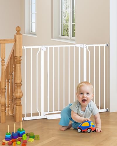 Cideny 29"-45" Baby Gate, No Drilling Auto Close Dog Gate Indoor, White