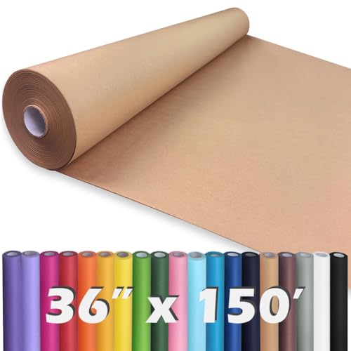 PerkHomy Brown Kraft Paper Roll 36" x 1,800" (150') for Gift Wrapping Bouquet Flower Art Painting Craft Writing Packaging Shi