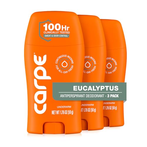 Carpe 100-Hour Deodorant Antiperspirant, Eucalyptus - 3 Pack