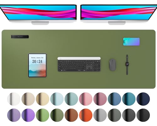 Aothia Leather Desk Pad Protector, Mouse Pad, Office Desk Mat, Non-Slip PU Leather Desk Blotter, Laptop Desk Pad, Waterproof 