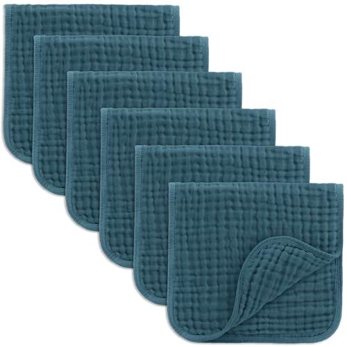 Comfy Cubs Muslin Burp Cloths 20x10" 6 Pack, Baby Burp Cloths - Neptune