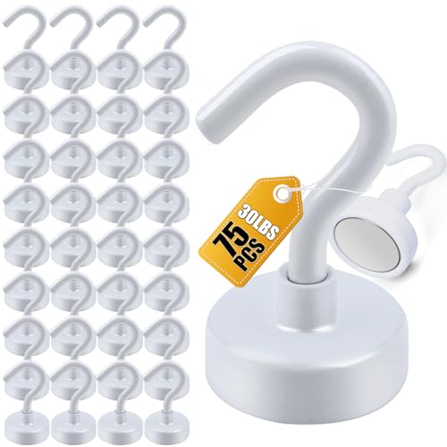 DIYMAG Magnetic Hooks 75pcs 30lbs Cruise Essentials 2026 Magnet Hook White
