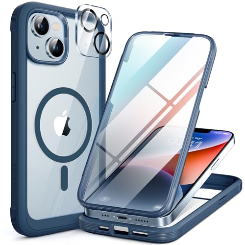 Miracase for iPhone 14 Case,Full-Body Bumper &Screen Protector,Storm Blue