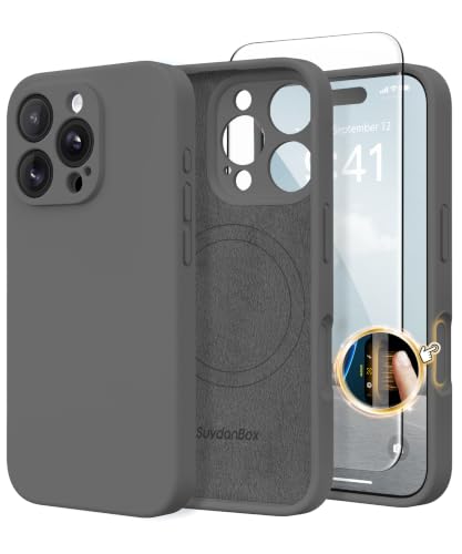 SuydanBox Magnetic for iPhone 16 Pro Max Case Silicone Dark Gray