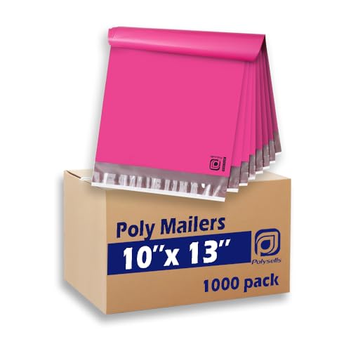 POLYSELLS 1000 pcs 10x13 Inches Pink Poly Mailers Shipping Envelopes, Strong Adhesive Sealing, Waterproof, and Tear-resistant