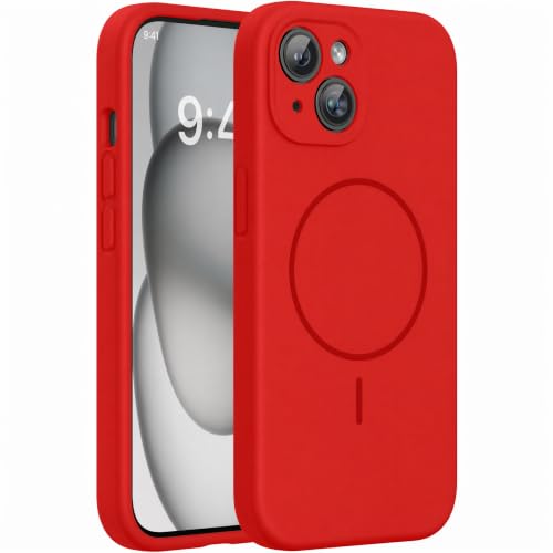 Miracase Silicone & Magnetic for iPhone 15 Case, Red