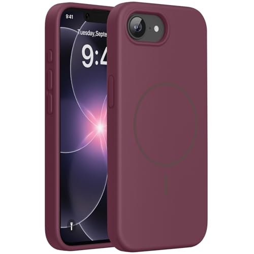 Miracase Silicone & Magnetic for iPhone 17e/16e Case, Wine Red