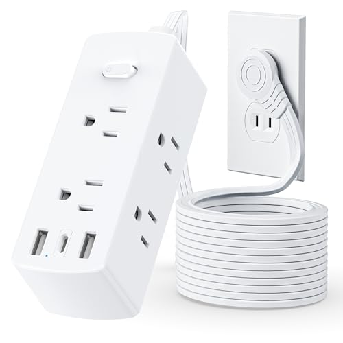 2 Prong Flat Plug Power Strip, Olcorife 2 Prong to 3 Prong Outlet Adapter, 5 FT Flat Extension Cord with 6 Outlets 3 USB Port