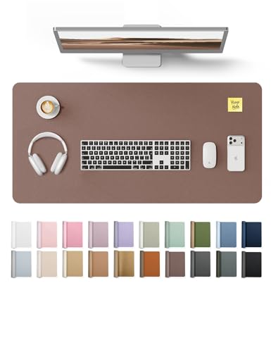 YSAGi Leather Desk Protector, Office Mat, Large Mouse Mat, Non-Slip PU Leather Blotter, Laptop Desk, Waterproof Writing Pad f
