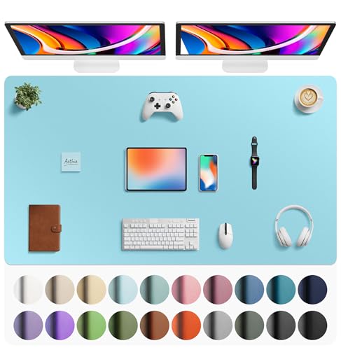 Aothia Faux Leather Desk Mat - Large Mouse Pad, Non-Slip PU Leather Blotter, Waterproof Writing Surface for Office and Home (