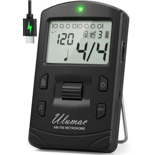 Ulumac AM-709 Rechargeable Digital Metronome for Piano, Guitar, Drums