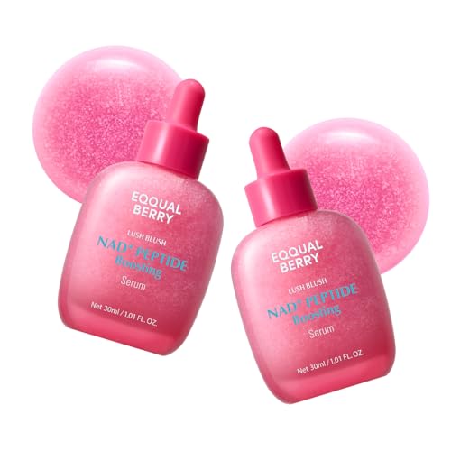 EQQUALBERRY NAD+ Peptide Boosting Serum Double Pack | 14 Peptide Serum for Face, Neck & Body | Vegan Collagen & Pink Serum fo