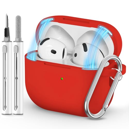 Ljusmicker for AirPods 5/4 Case (2026/2024) with Magnetic Lock,Red