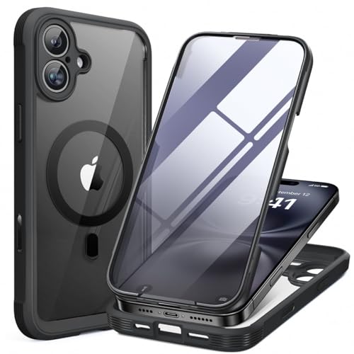 Miracase for iPhone 16 Case 6.1'', Full-Body Bumper Phone case with Built-in Full Glass Screen &Camera Control,No Gap,Compati