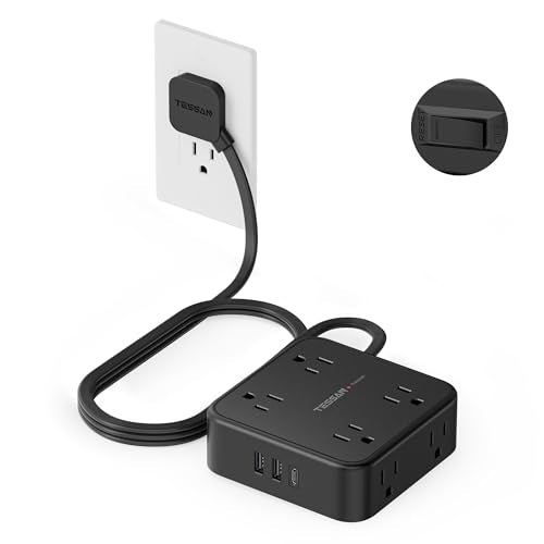 TESSAN Surge Protector Power Strip with 900J Surge Protection, 5 Ft, Black