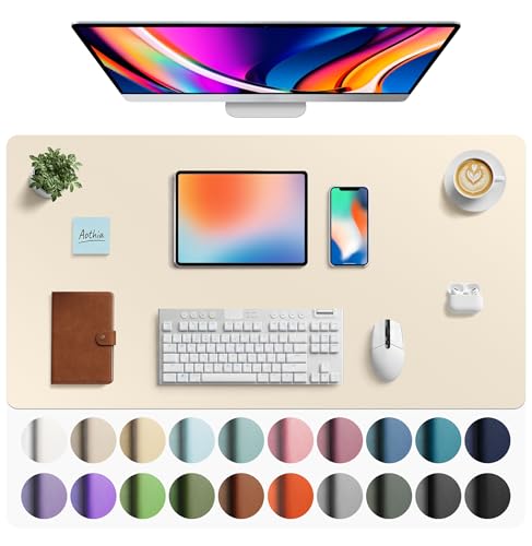 Aothia Faux Leather Desk Mat - Large Mouse Pad, Non-Slip PU Leather Blotter, Waterproof Writing Surface for Office and Home (