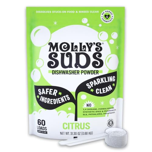 Molly's Suds Dishwasher Powder | Clean Dishwasher Detergent, Cuts Grease & Rinses Clean (Residue-Free) for Sparkling Dishes |