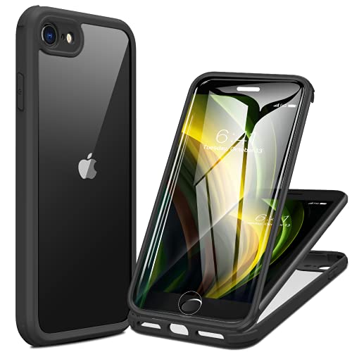 Miracase for iPhone SE Phone Case 3rd/2nd Generation 2022 2020 Full-Body with Built-in Glass Screen Protector, Heavy Duty 360